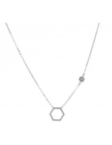 Halskette mit Hexagonen - rhodiniertes Silber
