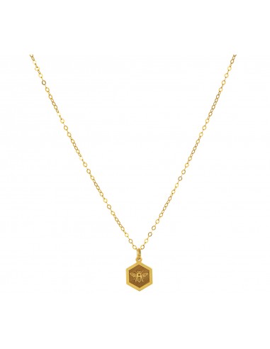 Halskette mit einem Bienenanhänger auf einem Hexagon - vergoldetes Silber