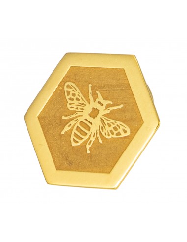 Ansteckpin Bienen auf einem Sechseck - vergoldetes Silber